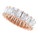 14K Gold Emerald Lab-Grown Diamond Shared U-Prong Eternity Band – 5x3 mm Stones - Rose Gold - view 5