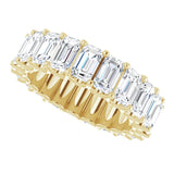 14K Gold Emerald Lab-Grown Diamond Shared U-Prong Eternity Band – 5x3 mm Stones - Yellow Gold - view 5
