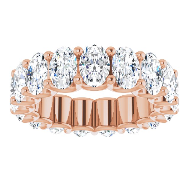 14K Gold Oval Lab-Grown Diamond Shared U-Prong Eternity Band – 6x4 mm Stones - Rose Gold - view 3