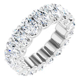14K Gold Oval Natural Diamond Shared U-Prong Eternity Band – 6x4 mm Stones - White Gold