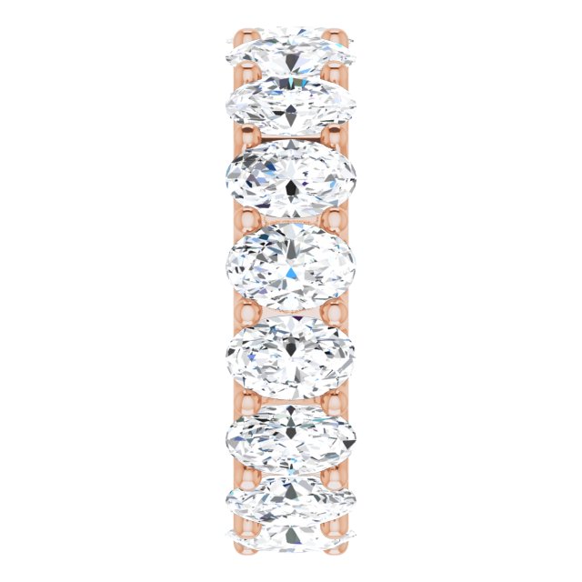 14K Gold Oval Lab-Grown Diamond Shared U-Prong Eternity Band – 6x4 mm Stones - Rose Gold - view 4