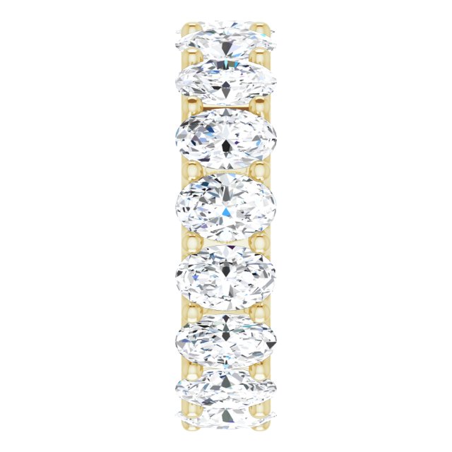 14K Gold Oval Natural Diamond Shared U-Prong Eternity Band – 6x4 mm Stones - Yellow Gold - view 4