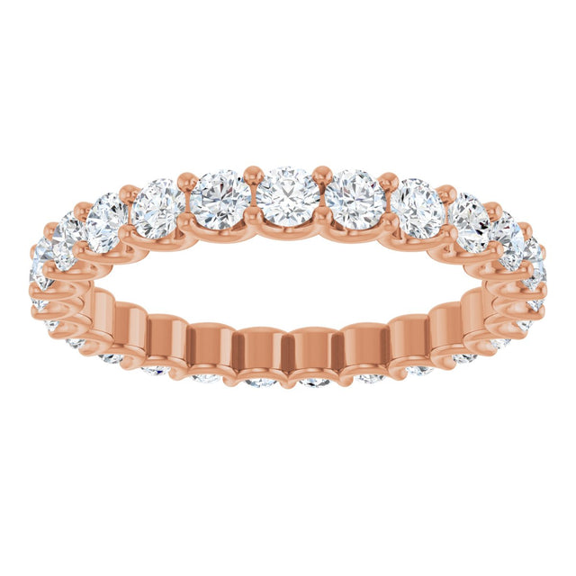 14K Gold Round Lab-Grown Diamond Shared U-Prong Eternity Band – 2.5 mm Stones - Rose Gold - view 3