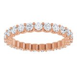 14K Gold Round Natural Diamond Shared U-Prong Eternity Band – 2.5 mm Stones - Rose Gold - view 3