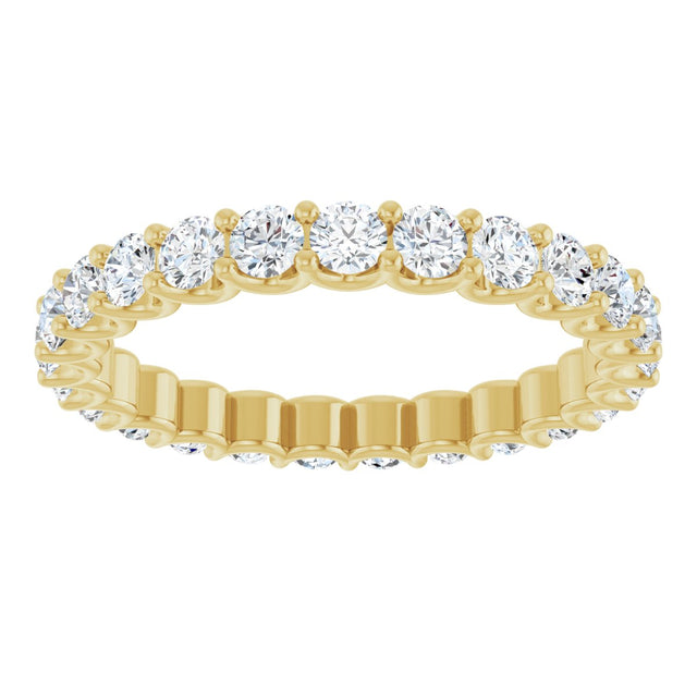 14K Gold Round Natural Diamond Shared U-Prong Eternity Band – 2.5 mm Stones - Yellow Gold - view 3