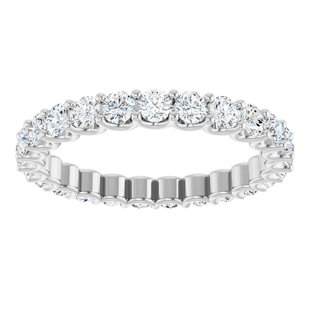 Platinum Round Natural Diamond Shared U-Prong Eternity Band – 2.5 mm Stones - view 3