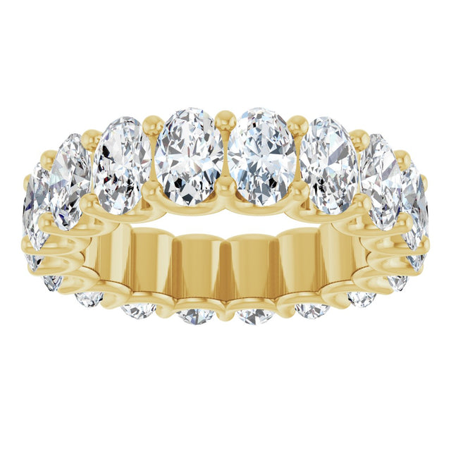 14K Gold Oval Lab-Grown Diamond Shared U-Prong Eternity Band – 6x4 mm Stones - Yellow Gold - view 3