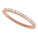 14K Gold Round Natural Diamond Shared U-Prong Eternity Band – 2.5 mm Stones - Rose Gold - view 5