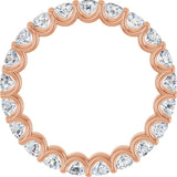 14K Gold Round Natural Diamond Shared U-Prong Eternity Band – 3 mm Stones - Rose Gold - view 2