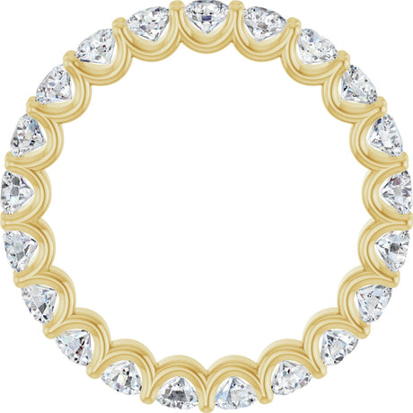 14K Gold Round Natural Diamond Shared U-Prong Eternity Band – 3 mm Stones - Yellow Gold