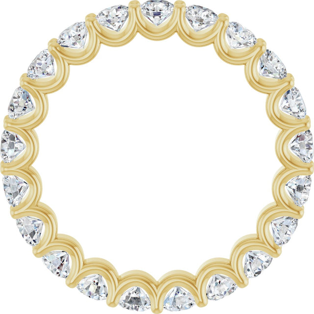 14K Gold Round Natural Diamond Shared U-Prong Eternity Band – 3 mm Stones - Yellow Gold