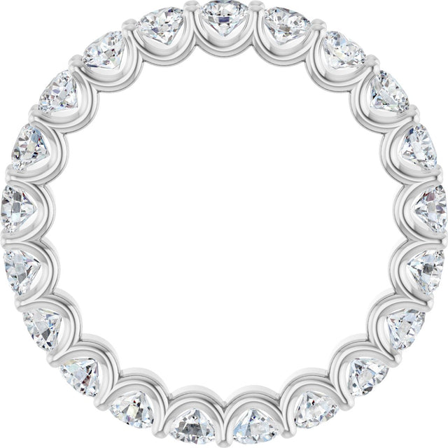 Platinum Round Lab-Grown Diamond Shared U-Prong Eternity Band – 3 mm Stones - view 2