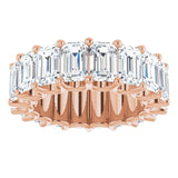 14K Gold Emerald Lab-Grown Diamond Shared U-Prong Eternity Band – 6x4 mm Stones - Rose Gold - view 3