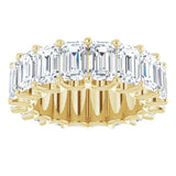 14K Gold Emerald Lab-Grown Diamond Shared U-Prong Eternity Band – 6x4 mm Stones - Yellow Gold - view 3