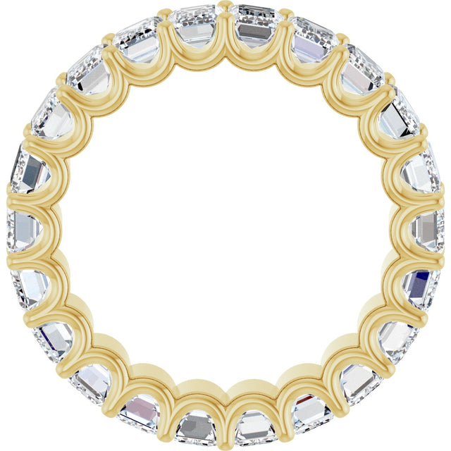 14K Gold Emerald Lab-Grown Diamond Shared U-Prong Eternity Band – 5x3 mm Stones - Yellow Gold - view 2