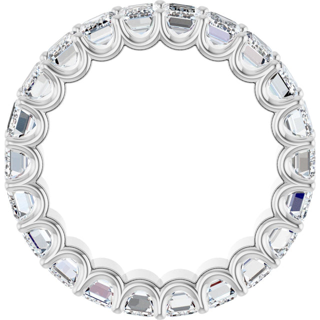 Platinum Emerald Lab-Grown Diamond Shared U-Prong Eternity Band – 5x3 mm Stones - view 2