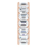 14K Gold Emerald Natural Diamond Shared U-Prong Eternity Band – 6x4 mm Stones - Rose Gold - view 4