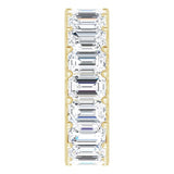 14K Gold Emerald Lab-Grown Diamond Shared U-Prong Eternity Band – 6x4 mm Stones - Yellow Gold - view 4