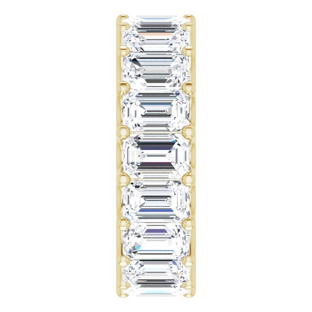 14K Gold Emerald Lab-Grown Diamond Shared U-Prong Eternity Band – 6x4 mm Stones - Yellow Gold - view 4
