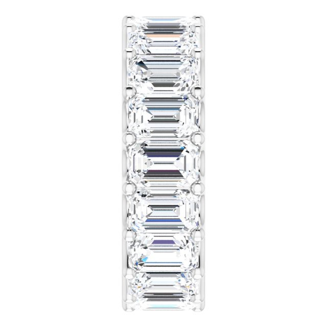 Platinum Emerald Lab-Grown Diamond Shared U-Prong Eternity Band – 6x4 mm Stones - view 4