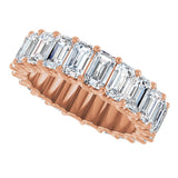 14K Gold Emerald Lab-Grown Diamond Shared U-Prong Eternity Band – 5x3 mm Stones - Rose Gold - view 5