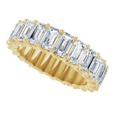 14K Gold Emerald Lab-Grown Diamond Shared U-Prong Eternity Band – 5x3 mm Stones - Yellow Gold - view 5