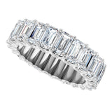Platinum Emerald Lab-Grown Diamond Shared U-Prong Eternity Band – 5x3 mm Stones - view 5
