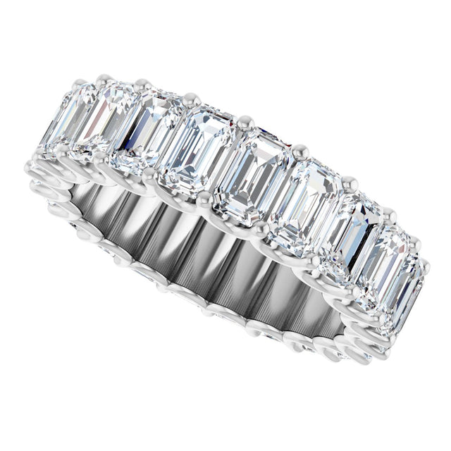 Platinum Emerald Lab-Grown Diamond Shared U-Prong Eternity Band – 5x3 mm Stones - view 5