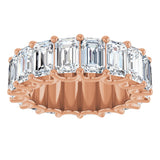 14K Gold Emerald Natural Diamond Shared U-Prong Eternity Band – 6x4 mm Stones - Rose Gold - view 3