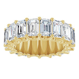 14K Gold Emerald Lab-Grown Diamond Shared U-Prong Eternity Band – 6x4 mm Stones - Yellow Gold - view 3