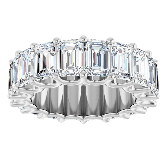 Platinum Emerald Lab-Grown Diamond Shared U-Prong Eternity Band – 6x4 mm Stones - view 3
