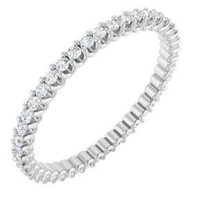 Platinum Round Natural Diamond Shared U-Prong Eternity Band – 2.5 mm Stones