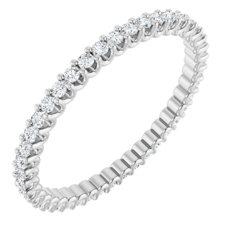 Platinum Round Natural Diamond Shared U-Prong Eternity Band – 2.5 mm Stones