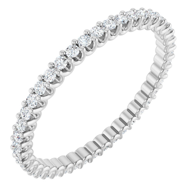 Platinum Round Natural Diamond Shared U-Prong Eternity Band – 2.5 mm Stones