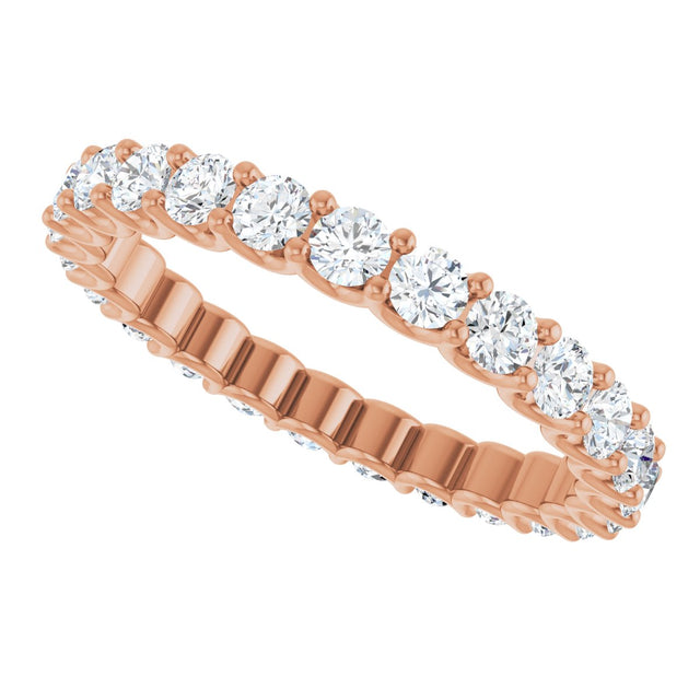 14K Gold Round Lab-Grown Diamond Shared U-Prong Eternity Band – 2.5 mm Stones - Rose Gold - view 5