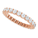 14K Gold Round Natural Diamond Shared U-Prong Eternity Band – 2.5 mm Stones - Rose Gold - view 5
