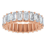 14K Gold Emerald Lab-Grown Diamond Shared U-Prong Eternity Band – 5x3 mm Stones - Rose Gold - view 3