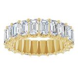 14K Gold Emerald Lab-Grown Diamond Shared U-Prong Eternity Band – 5x3 mm Stones - Yellow Gold - view 3