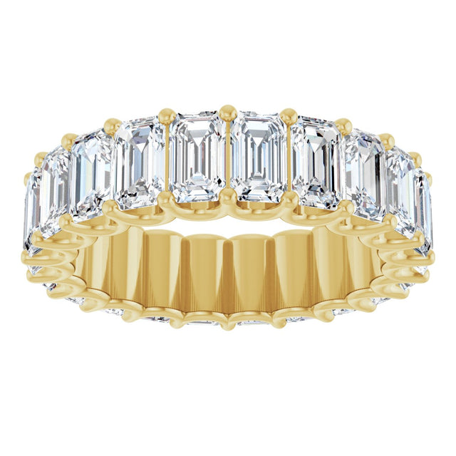 14K Gold Emerald Lab-Grown Diamond Shared U-Prong Eternity Band – 5x3 mm Stones - Yellow Gold - view 3