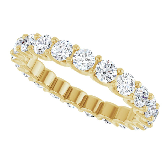 14K Gold Round Natural Diamond Shared U-Prong Eternity Band – 3 mm Stones - Yellow Gold - view 4