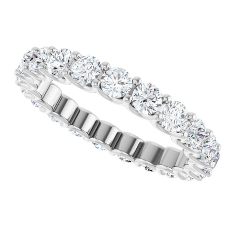 Platinum Round Natural Diamond Shared U-Prong Eternity Band – 3 mm Stones