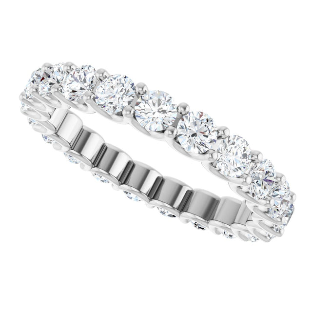 Platinum Round Natural Diamond Shared U-Prong Eternity Band – 3 mm Stones