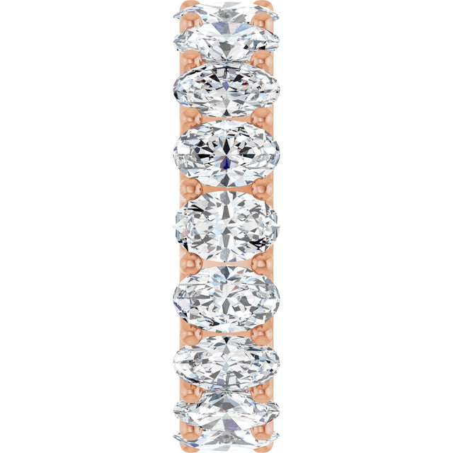 14K Gold Oval Lab-Grown Diamond Shared U-Prong Eternity Band – 6x4 mm Stones - Rose Gold - view 4
