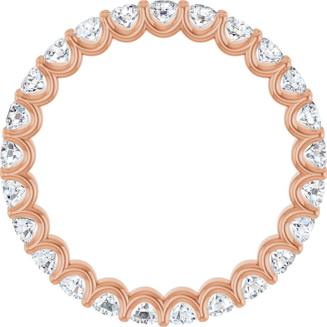 14K Gold Round Natural Diamond Shared U-Prong Eternity Band – 2.5 mm Stones - Rose Gold - view 2