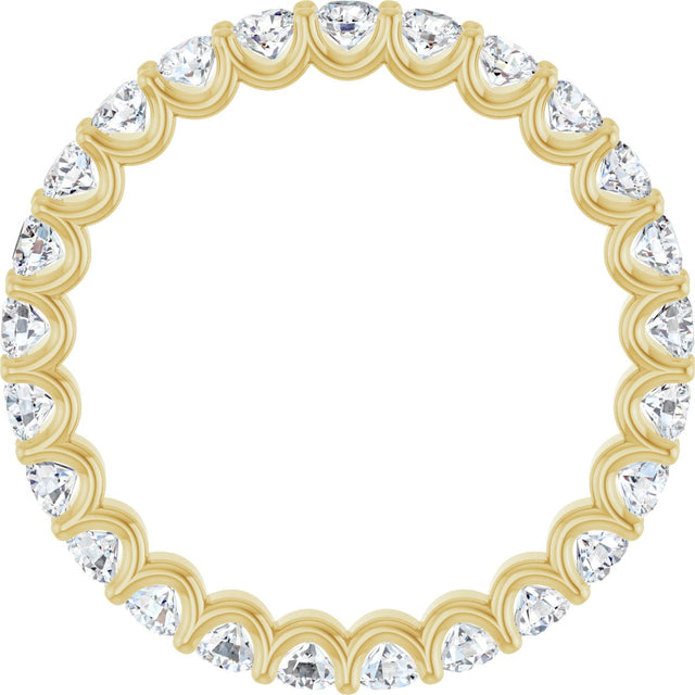 14K Gold Round Lab-Grown Diamond Shared U-Prong Eternity Band – 2.5 mm Stones - Yellow Gold - view 2