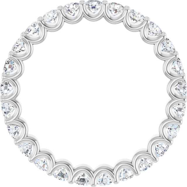 Platinum Round Natural Diamond Shared U-Prong Eternity Band – 2.5 mm Stones - view 2