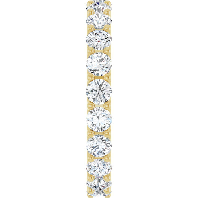 14K Gold Round Natural Diamond Shared U-Prong Eternity Band – 3 mm Stones - Yellow Gold - view 3