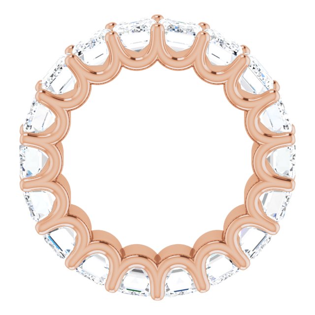 14K Gold Emerald Lab-Grown Diamond Shared U-Prong Eternity Band – 6x4 mm Stones - Rose Gold - view 2