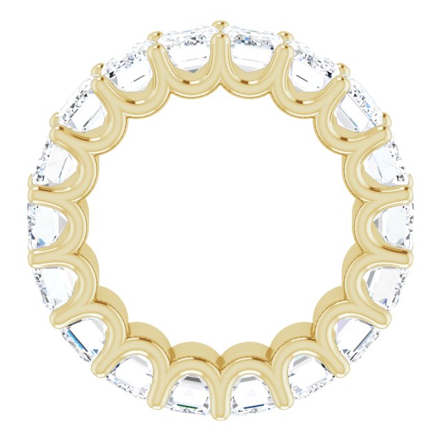 14K Gold Emerald Lab-Grown Diamond Shared U-Prong Eternity Band – 6x4 mm Stones - Yellow Gold - view 2