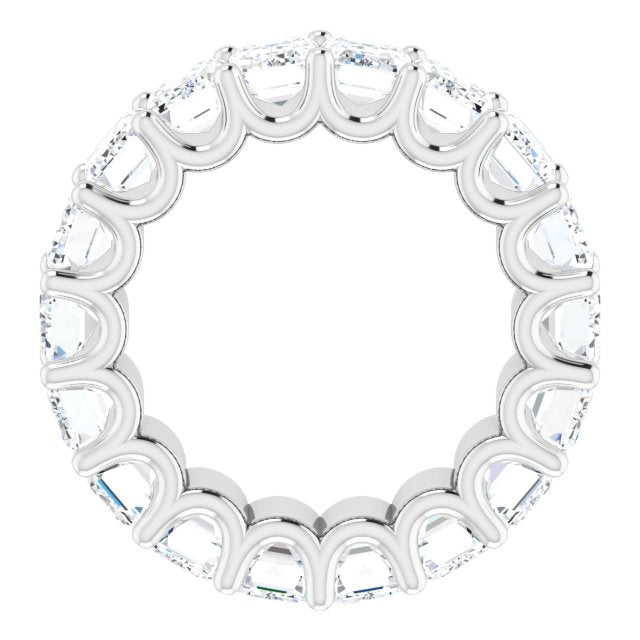 Platinum Emerald Lab-Grown Diamond Shared U-Prong Eternity Band – 6x4 mm Stones - view 2